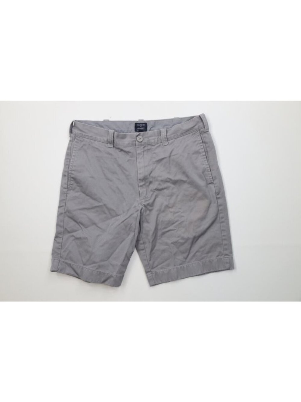 Vtg Y2K J Crew Gramercy Mens 30 Distressed Above Knee Chino Shorts Cotton Gray